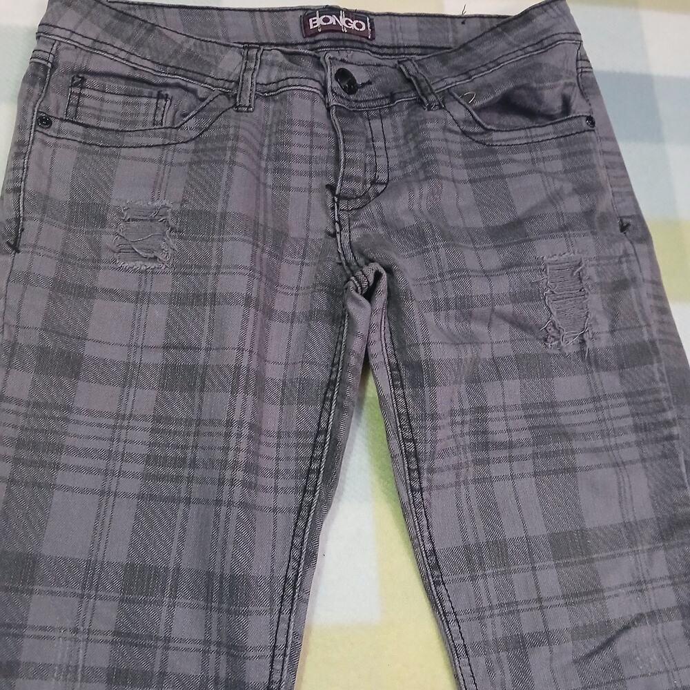 Bongo Womens Plaid Distressed Jeans Size 7